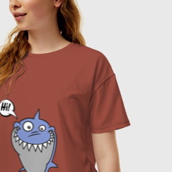 Женская футболка хлопок Oversize Акула - фото 2