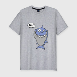 Акула – Мужская футболка хлопок Slim с принтом купить