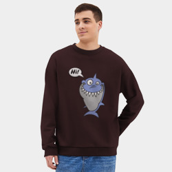 Мужской свитшот oversize без начеса хлопок Акула - фото 2