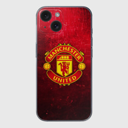 Чехол для iPhone 15 силиконовый с защитой камеры Манчестер Юнайтед