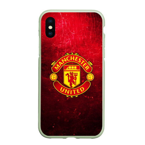 Чехол для iPhone XS Max матовый Манчестер Юнайтед, цвет салатовый
