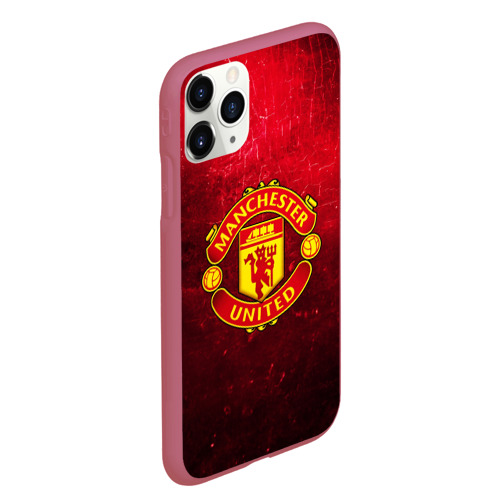 Чехол для iPhone 11 Pro Max матовый Манчестер Юнайтед, цвет малиновый - фото 3
