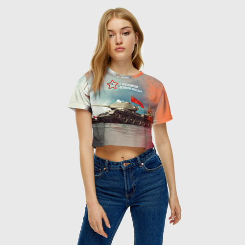 Женская футболка Crop-top 3D Великая победа, цвет 3D печать - фото 4