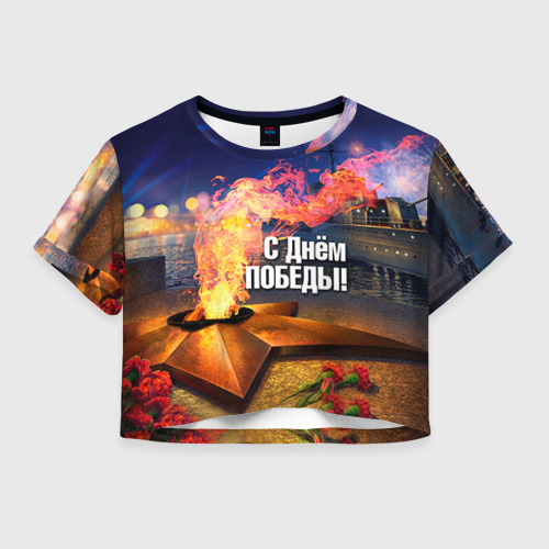 Женская футболка Crop-top 3D День победы, цвет 3D печать