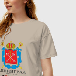 Женская футболка хлопок Oversize Город-герой Ленинград 1941-45 - фото 2