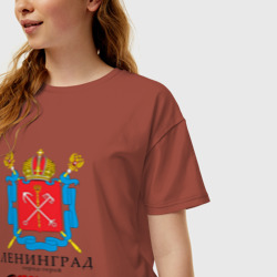 Женская футболка хлопок Oversize Город-герой Ленинград 1941-45 - фото 2