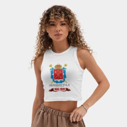 Женская укороченная майка-топ хлопок Город-герой Ленинград 1941-45 - фото 2