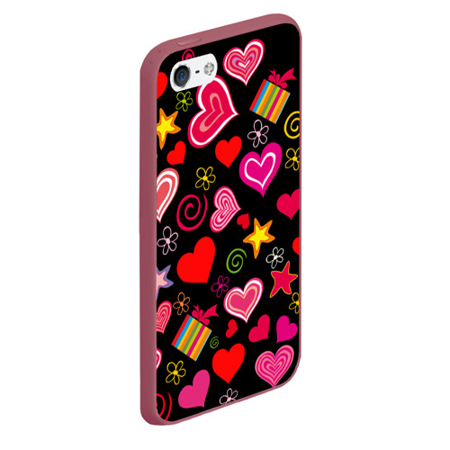 Чехол для iPhone 5/5S матовый Любовь, цвет малиновый - фото 3