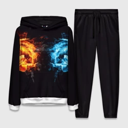 Женский костюм с толстовкой 3D Лёд и пламя