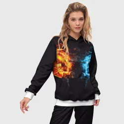 Женский костюм с толстовкой 3D Лёд и пламя - фото 2