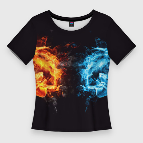 Женская Приталенная футболка Лёд и пламя (3D)