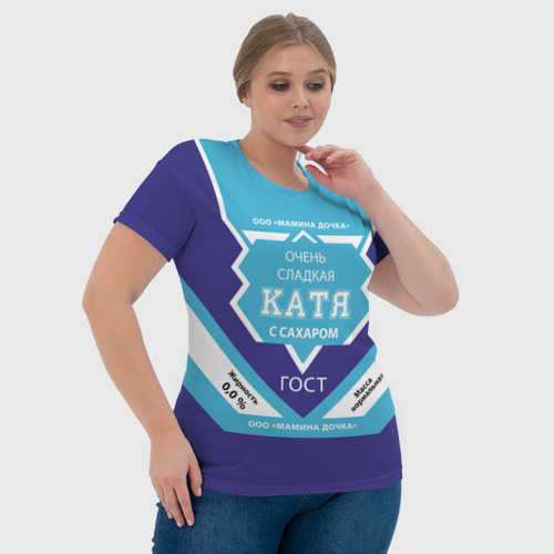 Женская футболка 3D Сладкая Катя, цвет 3D печать - фото 6