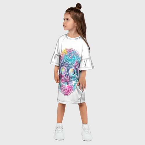 Детское платье 3D Космический череп, цвет 3D печать - фото 3