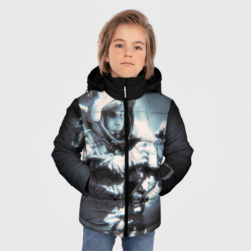 Зимняя куртка для мальчиков 3D с принтом Гагарин 5, фото на моделе #1
