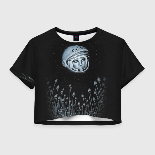 Женская футболка Crop-top 3D Гагарин 7, цвет 3D печать