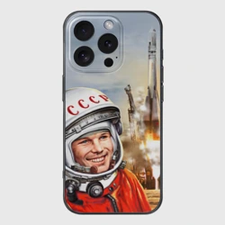 Чехол для iPhone 16 Pro Max силиконовый с защитой камеры Гагарин 8