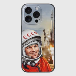 Чехол для iPhone 16 Pro силиконовый с защитой камеры Гагарин 8