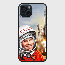 Чехол силиконовый для Apple iPhone 15 матовый Гагарин 8