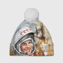 Шапка 3D c помпоном Гагарин 8