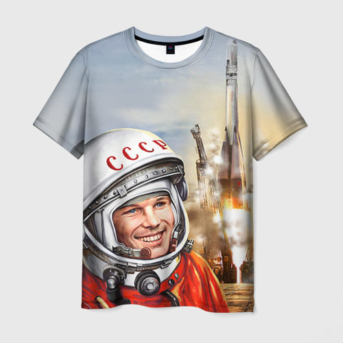 Мужская футболка с принтом Гагарин 8, вид спереди №1