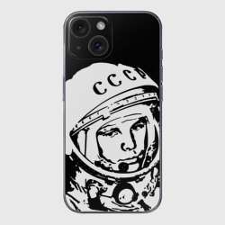 Чехол для iPhone 15 силиконовый с защитой камеры Гагарин 9