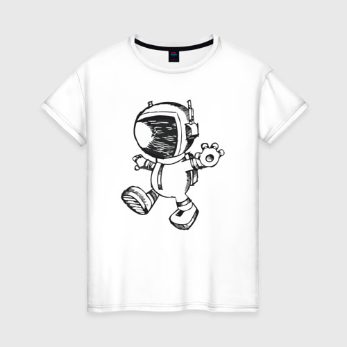 Женская футболка хлопок Космонавт 1, цвет белый
