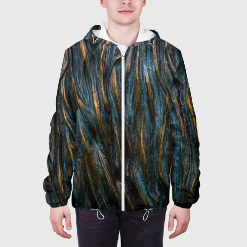 Мужская куртка 3D Золотистые волны, цвет 3D печать - фото 4