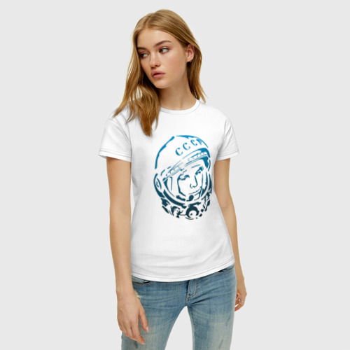 Женская футболка хлопок Гагарин 11, цвет белый - фото 3