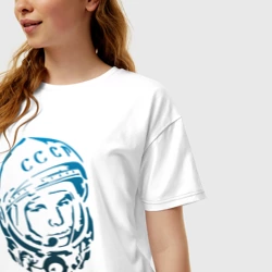 Женская футболка хлопок Oversize Гагарин 11 - фото 2