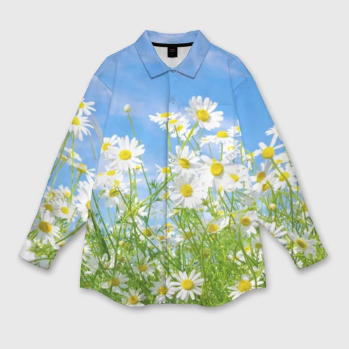 Женская рубашка oversize 3D Ромашки