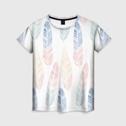 Женская футболка 3D Разноцветные перья