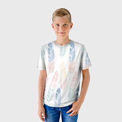 Детская футболка 3D Разноцветные перья - фото 2