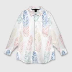 Женская рубашка oversize 3D Разноцветные перья