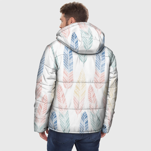 Мужская зимняя куртка 3D Разноцветные перья, цвет светло-серый - фото 4