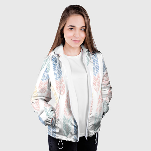 Женская куртка 3D Разноцветные перья, цвет белый - фото 4