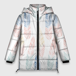 Женская зимняя куртка Oversize Разноцветные перья