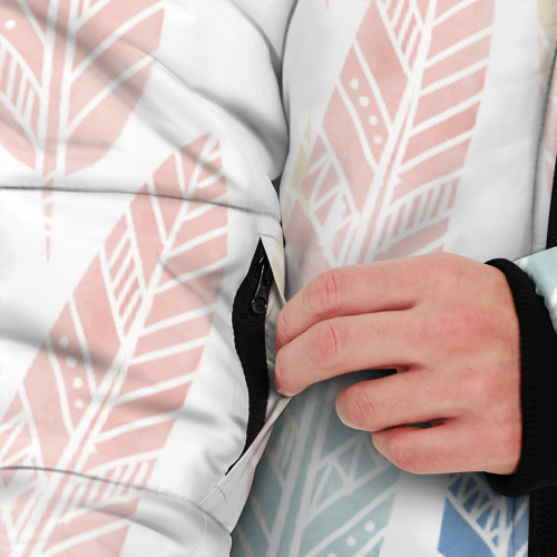 Мужская зимняя куртка 3D Разноцветные перья, цвет черный - фото 6