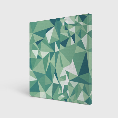 Холст квадратный Зеленые полигоны, цвет 3D печать