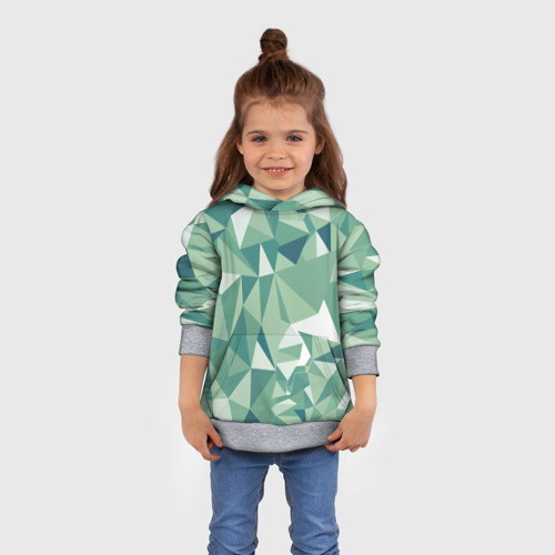 Детская толстовка 3D Зеленые полигоны, цвет меланж - фото 4