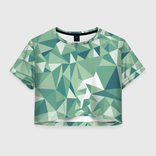 Женская футболка Cropp-top Зеленые полигоны Фото 01 Женская футболка Cropp-top Зеленые полигоны Фото 01