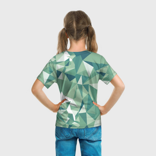 Детская футболка 3D Зеленые полигоны, цвет 3D печать - фото 6