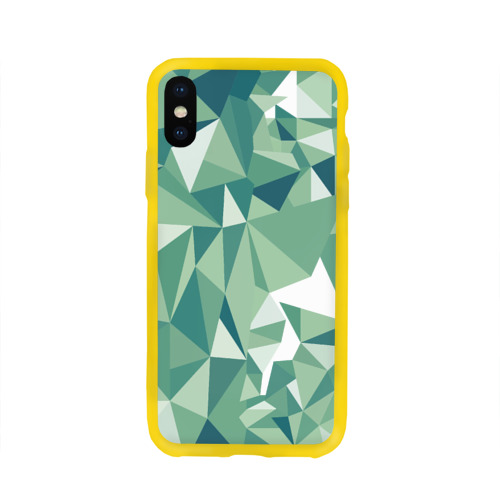 Чехол для Apple iPhone X силиконовый глянцевый Зеленые полигоны Фото 01 Чехол для Apple iPhone X силиконовый глянцевый Зеленые полигоны Фото 01