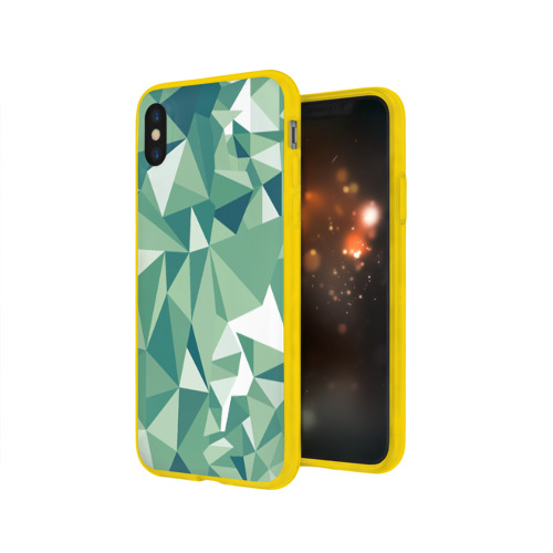 Чехол для Apple iPhone X силиконовый глянцевый Зеленые полигоны Фото 01 Чехол для Apple iPhone X силиконовый глянцевый Зеленые полигоны Фото 01