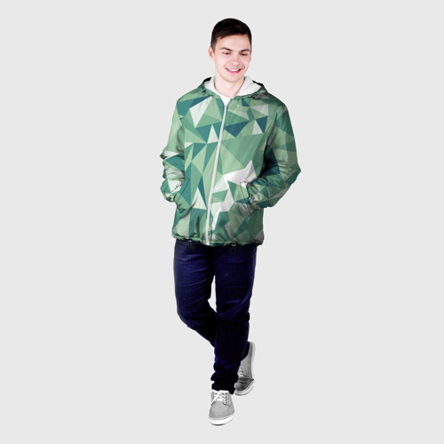 Мужская куртка 3D Зеленые полигоны, цвет 3D печать - фото 3