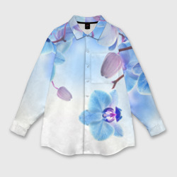 Женская рубашка oversize 3D Голубая орхидея