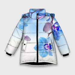 Зимняя куртка для девочек 3D Голубая орхидея