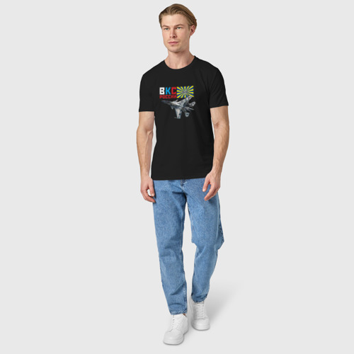 Мужская футболка хлопок ВКС России, цвет черный - фото 5