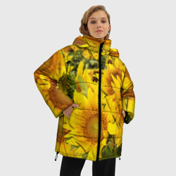 Женская зимняя куртка Oversize Подсолнухи - фото 2
