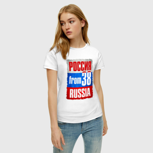 Женская футболка хлопок Russia (from 38), цвет белый - фото 3