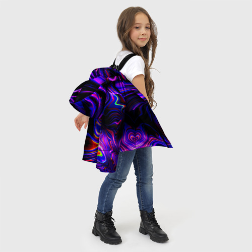 Зимняя куртка для девочек 3D Цветные разводы, цвет черный - фото 6